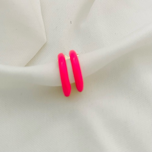 Neon Enamel Hoop Earrings - Picture 2 of 8